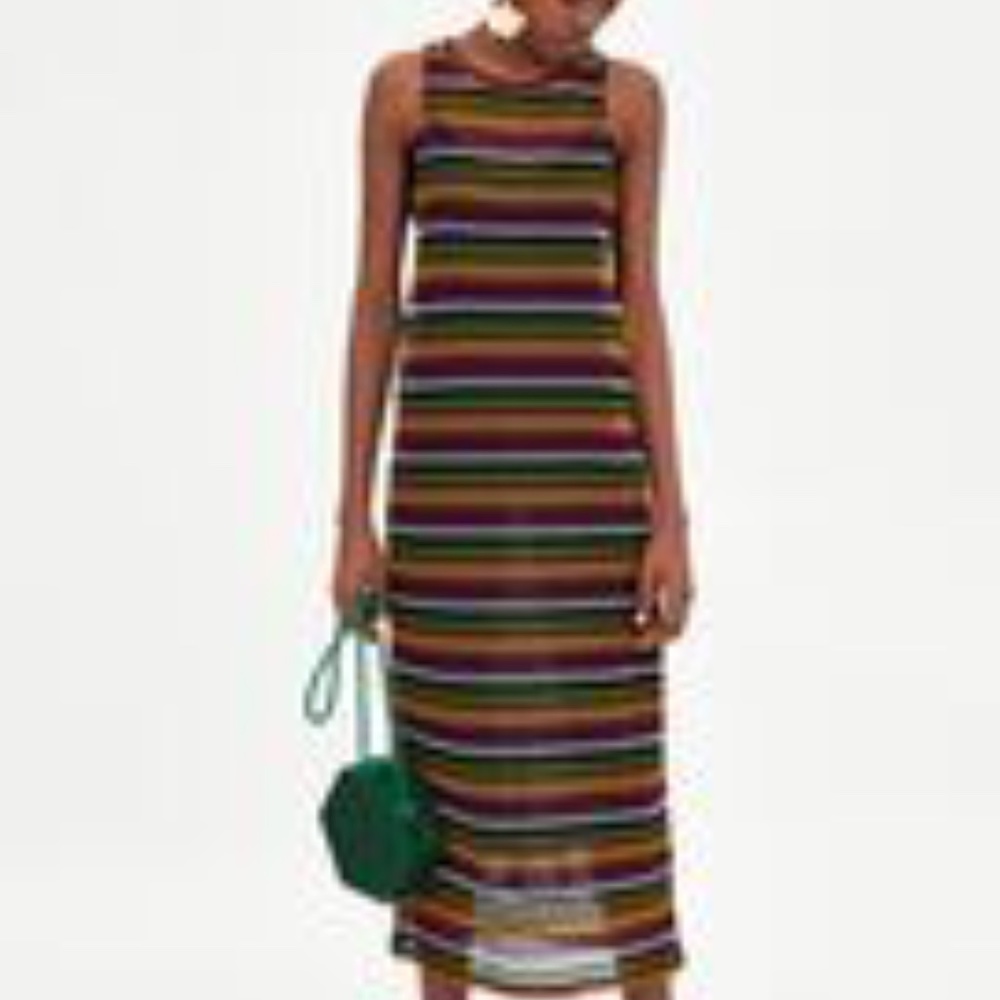 NWT Zara Tarafaluc Mesh striped crochet Dress S